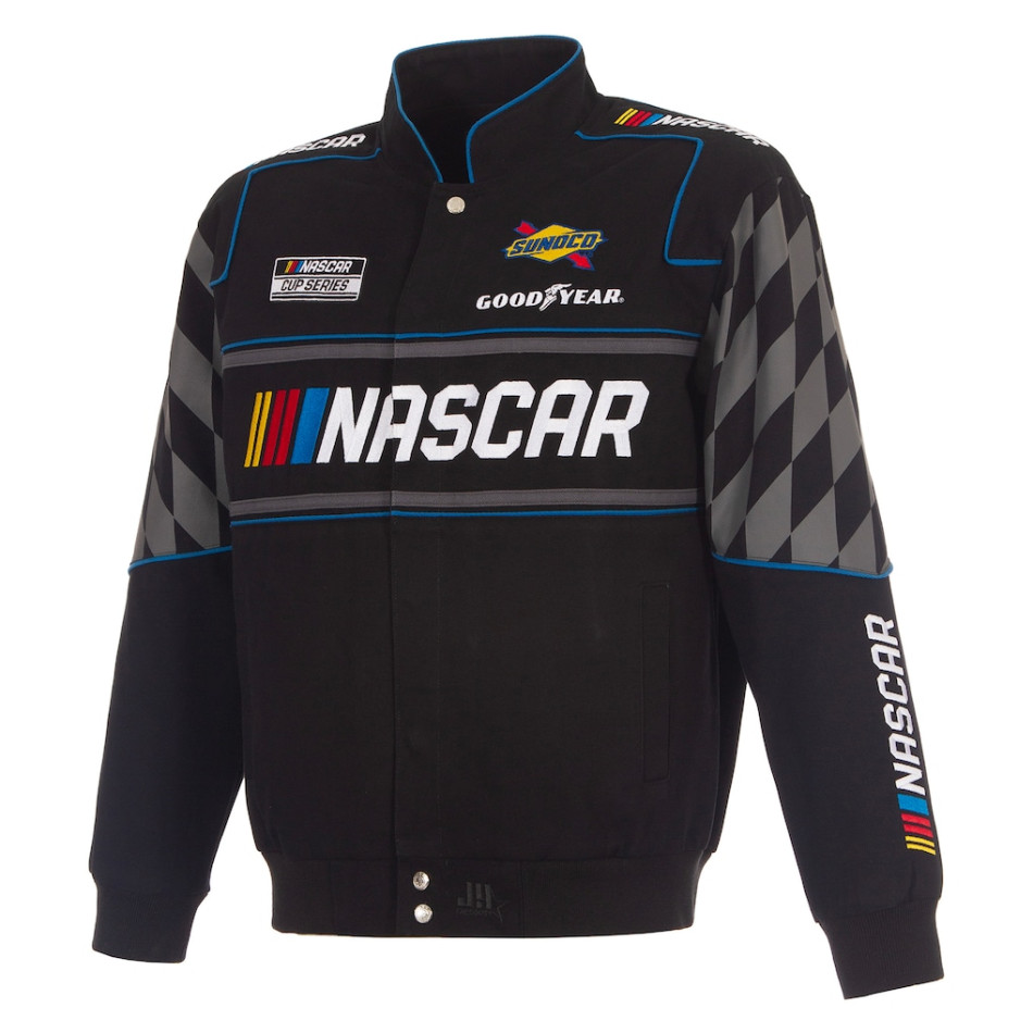 NASCAR - bestickte Full-Snap NASCAR Racing Jacke Design 2026 - in schwarz